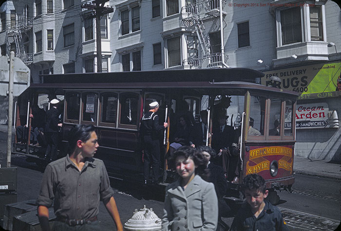 San Francisco Slides O'Farrell, Jones & Hyde Street Cable Car (1949)